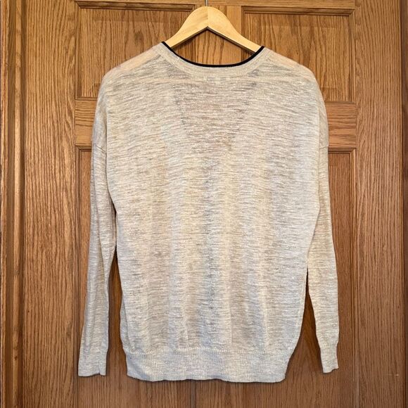 MADEWELL Linen Blend Contrast Trim V-Neck Lightweight Cardigan - Picture 8 of 8